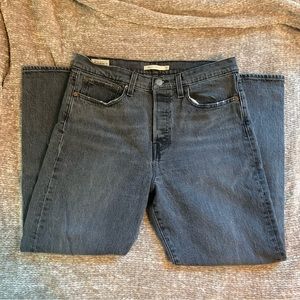 Levi's Wedgie Straight Jeans Womens Size 30 Gray Denim High Rise Button Fly